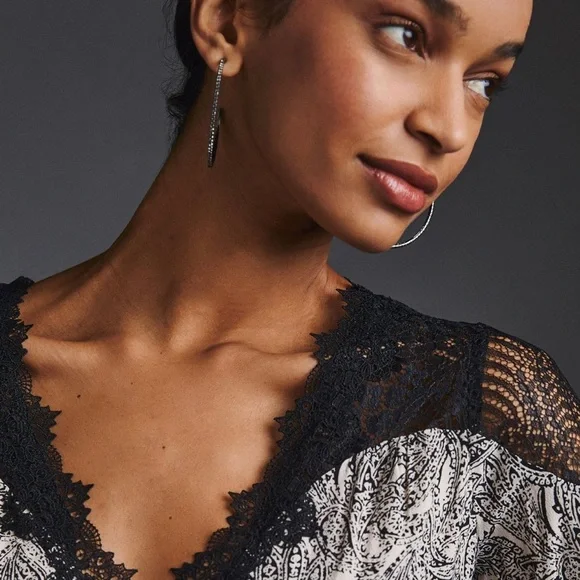 Anthropologie By Anthropologie Lacy V-Neck Mini Dress - Picture 7 of 11